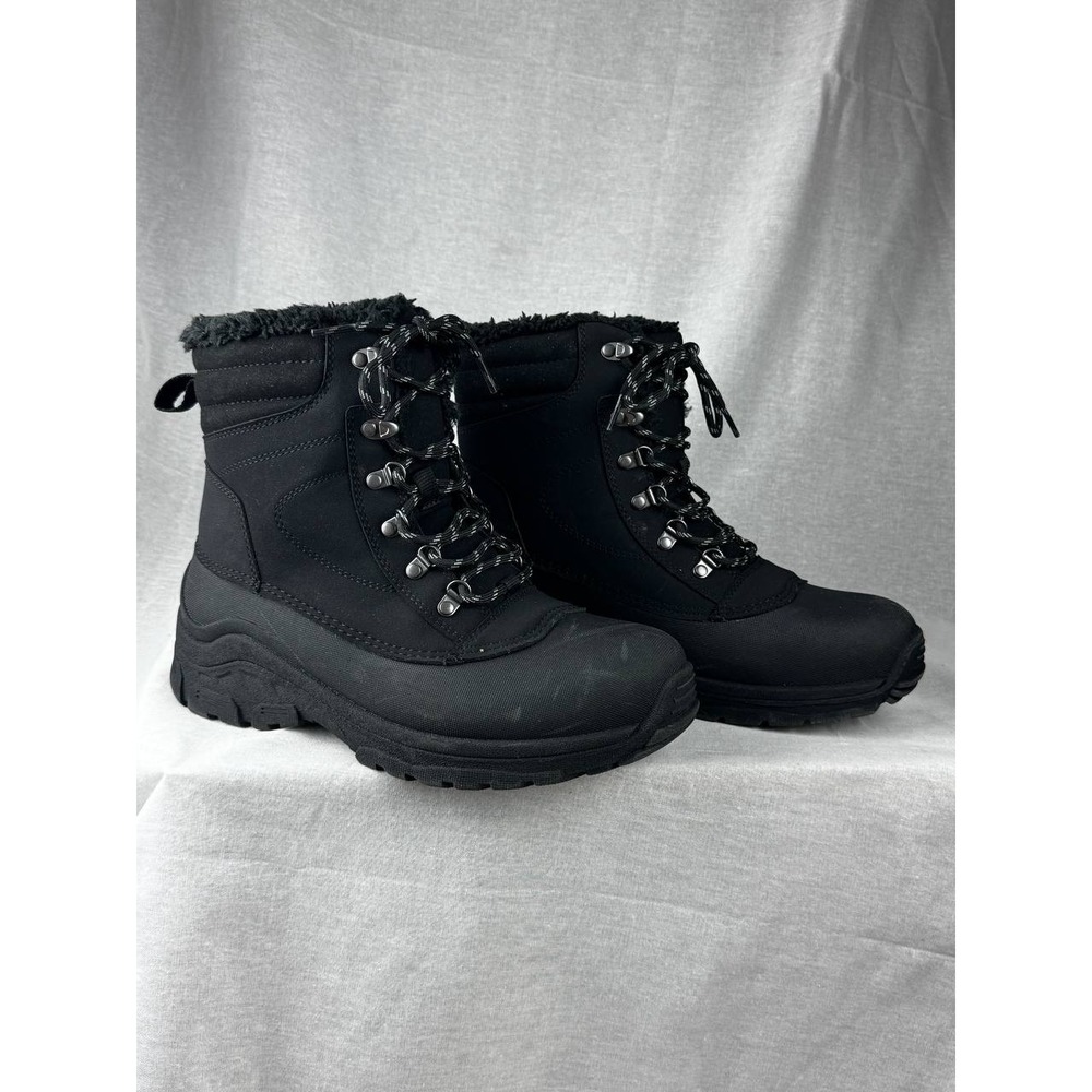 All‎ in Motion Mens Black Faux Fur Lined Winter Snow Boots Size 9 098040084